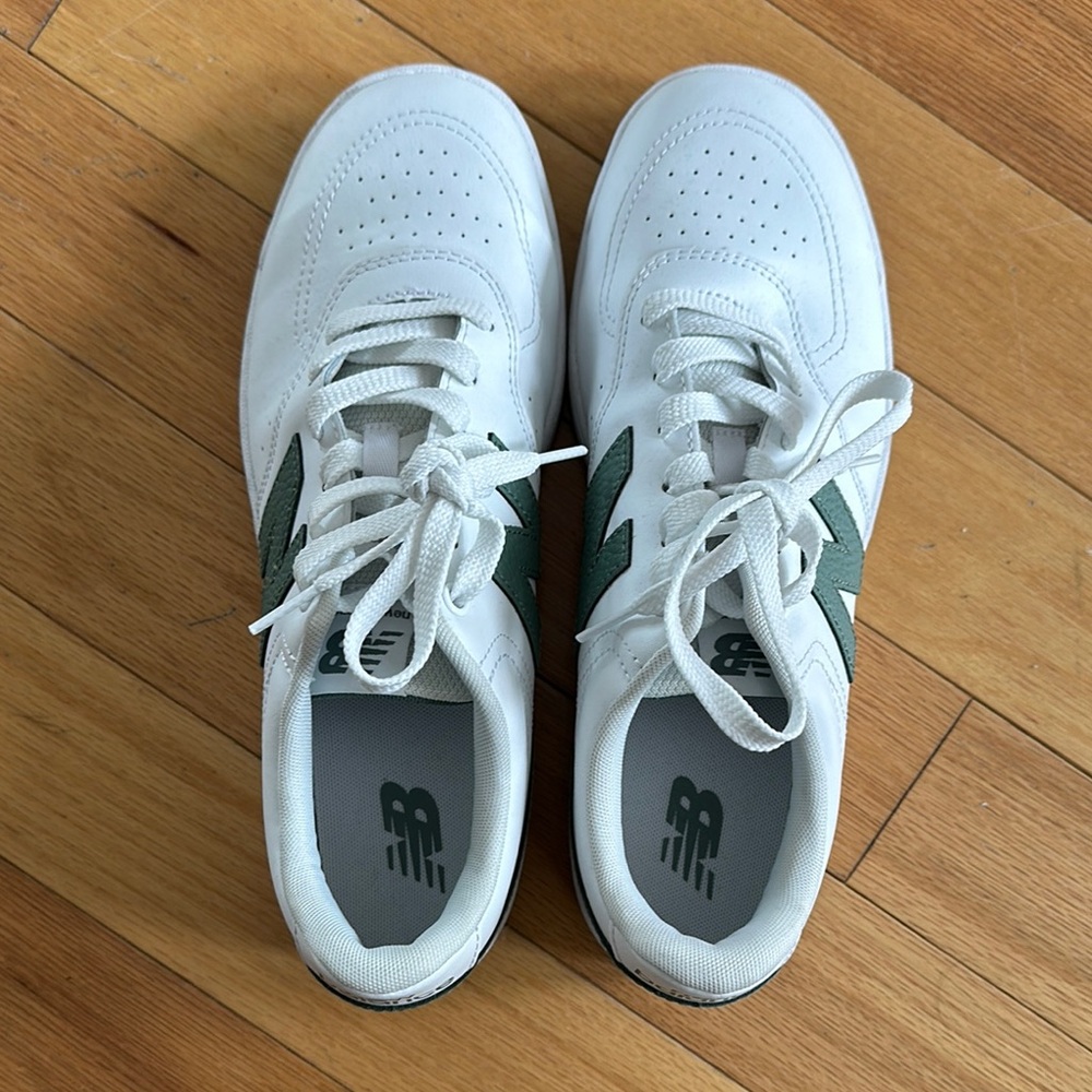 New Balance White and Green Sneakers